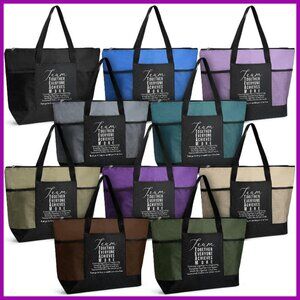 10 Pack Large Capacity Oxford Tote Bags with Inspirational Quotes